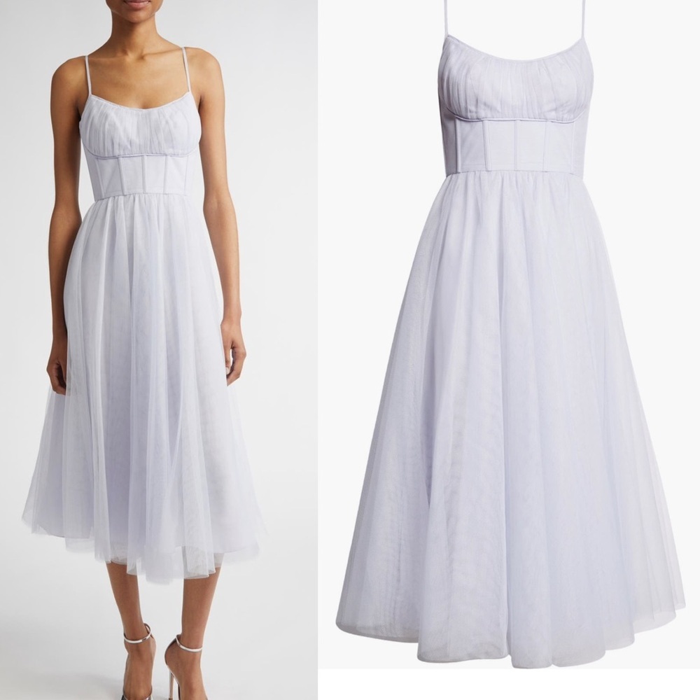 ZIMMERMANN Tulle Corset Bustier Sleeveless Cocktail Midi Dress Size Large 3 NEW - Picture 6 of 16